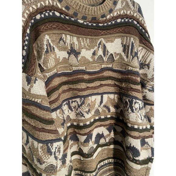 Vintage Tosani Coogi Style 3D Knit Sweater Pull Over Made in Canada Men’s XLT - Picture 3 of 8